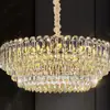 Candelabro de cristal electrochapado de hierro forjado para sala de estar y comedor, lujo ligero francés, posmoderno simple, grande y lujoso, dormitorio de alta gama