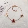 Lujo Ligero y Exquisito Nuevo Estilo Chino Calabaza de la Fortuna y la Bendición Pulsera de Oro Rosa Estilo Antiguo Ancla Roja Completa de Diamante Joyería Literaria