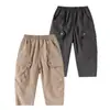 Pantalones Largos para Niños 2026 Primavera y Otoño Nuevo Estilo Pantalones Curvos para Niños Mayores, Color Sólido Estilo Coreano Pantalones de Papá