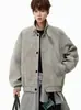 Chaqueta retro americana de PU mate, estilo hombre, nueva colección otoño/invierno 2026, moderna y elegante, corte holgado, cuello alto, chaqueta de motociclista