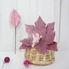 25cm Flores de Natal com Pó Dourado Decorações de Árvore de Natal Guirlanda de Natal Enfeites Acessórios de Decoração de Festa Decoração de Natal