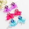 Pendientes de Flor con Incrustaciones de Diamantes de Color Sólido con Diseño Personalizado Transfronterizo Europeo y Americano Estilo Dulce Simple Pendientes de Moda para Viajeros Suministro