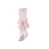 Calcetines de Verano para Bebé, Estilo de Malla Fina, Calcetines Antimosquitos Clase A para Recién Nacido, Calcetines Largos Hasta la Rodilla, Calcetines de Algodón con Lazo