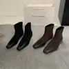 Botas de mujer, talla petite, nueva colección otoño/invierno 2026, botines estilo coreano, patchwork de ante, tacón grueso, punta cuadrada, botines cortos para mujer