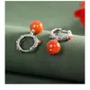 Brincos de Prata 925 Novos Chinoiserie Retrô Antigos com Nuvem Auspiciosa Vazada para Mulheres Brincos de Bola Curta de Ágata Brincos de Estilo Étnico