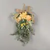 Decoração de Parede de Buquê Invertido de Eucalipto Estilo Floresta Folha de Dinheiro Flor Artificial Decoração de Casamento Pingente Flor Artificial Maçaneta de Porta