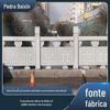 Fabricante Atacadista de Painéis de Guarda-Corpo de Ponte de Pedra de Granito, Guarda-Corpo com Entalhe de Linhas Branco Sésamo, Relevo, Superfície Seixos, Vazado, Design Especial para Áreas Cênicas