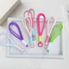 Lanyard Creativo Colorido para Teléfono Portatarjetas Juguete Llavero Pase de Abordar Cuerda Trenzada Bloques de Color Colgante Llavero Anticaída