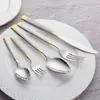 Colunata Romana Talheres de Aço Inoxidável Grão Reto Conjunto de Cinco Peças de Faca, Garfo e Colher para Casa Hotel Faca, Garfo e Colher Ocidentais para Bife