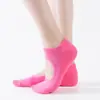Meias de Yoga com Solado de Toalha, Meias de Chão Redondas na Ponta e Abertas no Calcanhar, Meias L para Dança Ballet, Absorventes de Suor, Resistentes a Odores, Cano Curto, Antiderrapantes