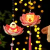 Linterna de Flores Portátil para el Festival de Mediados de Otoño, Linterna de Loto, Kit de Materiales DIY Hecho a Mano, Producto Terminado, Linterna Brillante para Niños, Linterna Hanfu para el Festival de Primavera