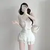 Maiô Novo Estilo Feminino, Puro e Sedutor, Inspirado em Chanel, Feérico, Conservador, Emagrecedor, Duas Peças, Traje de Banho Sexy Estilo Saia