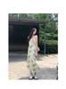 Elegante Vestido Verde de Alcinha Estilo Francês para Mulheres, Design de Nicho de Alta Qualidade para o Verão, Vestido Longo Sem Mangas Delicado e de Conto de Fadas