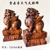 Madera de azufaifo alcanzada por un rayo, adorno de qilin volador exquisitamente tallado, para sala de estar o recibidor, decoración del hogar de madera pura hecha a mano