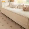 Almofada de sofá estilo moderno minimalista, adequada para todas as estações, chenille, anti-arranhão de gato, toque de alta qualidade, cor sólida, capa antiderrapante