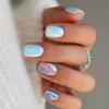 Manicura corta fresca azul cielo parpadeante verano fresco estilo ins europeo y americano usar esmalte de uñas pieza al por mayor