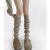 Calcetines Grises de Otoño e Invierno, Calcetines Gruesos de Canalé Cálido para Pantorrilla, Cubrepiernas Gruesos Retro Marrones, Cubrebotas en Capas para Mujer