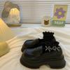 Mocassins Retrô Brancos Estilo Britânico Versátil Plataforma para Aumentar a Altura Solado Grosso Sapatos Slip-On para Combinar com Saias