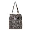 Bolsa Feminina Estampa de Leopardo Bolsa de Ombro Estilo Coreano Grande Capacidade Portátil Bolsa Feminina para o Dia a Dia Estilo Francês Bolsa Tote