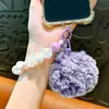 Corrente de Celular com Bolinha de Pelo de Floco de Neve Cruzada, Chaveiro, Pingente de Bolsa, Chaveiro de Carro, Pequeno Presente, Atacado de Comércio Exterior