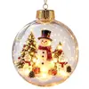 Enfeites de Bola de Cristal Transparente Luminosa 3D de Natal Transfronteiriços, com Papai Noel, renas e um trenó, para decorações de árvore de Natal