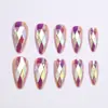 2025 Manicure de Superfície de Unha Rombus Estéreo Doce e Cool Colorido Galvanizado Unhas Usáveis Removíveis Acabadas Unhas Postiças