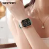 Relógio de Pulso Quartz Tendência Marca Sanda Calendário Simples Quadrado Masculino e Feminino com Pulseira de Couro Relógio à Prova d'Água Atacado