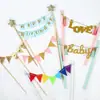 Pastel Triángulo Mesa de Postres Decoración de Cumpleaños Bandera Dorada Fiesta Decoración de Amor Tarjeta Vestido de Cumpleaños Infantil