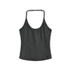 Top Regata Sexy Gola U e Alça no Pescoço Estilo Europeu e Americano, Novo Top Básico Curto Slim Fit Cor Sólida Menina Apimentada para Mulheres