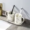 Juego de Cinco Piezas de Baño de Lujo Ligero, Kit de Baño, Taza de Cerámica para Cepillo de Dientes de Baño, Bandeja para Tazas de Lavar
