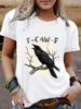 Amazon Transfronterizo Europeo y Americano FCAWF Estampado de Águila Moda Suelta Casual Manga Corta Cuello Redondo Camiseta para Mujer
