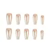 10 Peças de Patches de Manicure Segmentados de Gelo-Transparente Gradiente, Patches Simples Brancos para Unhas Longas, Unhas Usáveis Banhadas à Mão