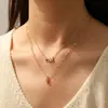 Colar de Letra e Coração Moda Transfronteiriça Europeia e Americana Nicho Moda Versátil Metal Diamante Multicamadas para Mulheres