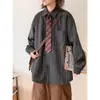 Camisa de Manga Larga a Rayas Suelta Estilo Retro Americano para Hombre, Camisa Casual Base Japonesa Elegante de Gama Alta, Moderna