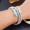 Pulseira de Cobra de Gola Aberta Personalizada Transfronteiriça Europeia e Americana Pulseira de Moda Feminina Colar Estilo Frio Joias de Luxo Leve com Diamantes