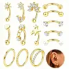 Tachas de Sobrancelha de Aço Inoxidável Mais Vendidas da Amazon, Tachas para Cartilagem da Orelha, Tachas de Sobrancelha com Zircônia Incrustada de Cobre, Joias de Piercing Finamente Esculpidas, Atacado do Fabricante