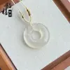 Directamente del fabricante: Collar con Colgante de Ágata Blanca Calcedonia Tipo Hielo, Hebilla de Paz Buda Guanyin Maitreya, Amuleto con Forma de Hoja al por Mayor