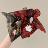 Novo Estilo Francês Xadrez Quadrado Pérola Círculo Intestinal Grande Estilo College Bolas de Menina Tira de Cabelo All-match Cauda de Pêssego Acessório de Cabeça