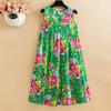 Vestido Floral de Algodón Seda para Mujer Verano Nuevo Talla Grande mm para Adelgazar Largo Medio Falda de Playa Algodón Artificial Falda de Vuelo Amplia