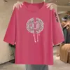 Artículos de excedente de comercio exterior transfronterizo de marcas famosas para madres de mediana edad y mayores, camisetas holgadas nuevas de estilo chino vintage de manga tres cuartos