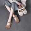 Yoshishu Primavera y Verano 2025 Cómodos Punta Redonda Piel de Vaca Mate Birkenan Zapatos Piel Genuina Planos Hebilla Vintage Zapatos para Mujer Frijol