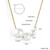 Nueva Cadena para Clavícula Estilo Europeo y Americano, Moderna, Versátil, Sencilla, de Alta Gama, Elegante, Acero Inoxidable Tamaño Collar de Perla Redonda