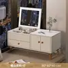 Tocador de Ventana Abuhardillada, Mesa Pequeña de Dormitorio, Tocador de Maquillaje, Gabinete de Almacenamiento Integrado, Almacenamiento Multifuncional