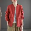 Jaqueta Curta com Zíper Cardigan 2025 Nova Primavera e Outono Suéter Feminino Jaqueta Top Solto Rejuvenescedor Uniforme de Baseball