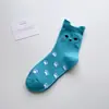 Meias transfronteiriças meias de cano médio infantis meias femininas padrão de gato de desenho animado meias de algodão algodão penteado meias compridas Amazon Zhuji meias femininas