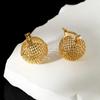 Aretes de Plata de Ley 925 con Forma de Bola Tejida, Pendientes de Lujo Ligero Estilo Ins Nicho Otoño e Invierno, Joyería de Alta Gama para Mujer al por Mayor