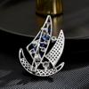 Nuevo y elegante broche de moda con diseño INS Sense Sailing para mujer, con circonita azul brillante, elegante y fino accesorio.