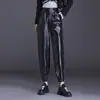 Pantalones de Cuero PU Nuevos Otoño/Invierno 2026, Moda Casual Elegante, Pantalones Harem de Corte Holgado, Cintura Alta, Pantalones Cortos para Figuras Pequeñas