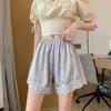 Pantalones de seguridad para mujer, ligeros, anti-correr, de verano, finos, de exterior, con encaje, de satén, sin dobladillo, holgados, para el hogar, leggings cortos