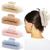 Presilha de Garra Quadrada de Pelo Sintético de Vison para Outono e Inverno, Presilha de Tubarão de Pelúcia Feita à Mão de Alta Qualidade, Grampo de Cabelo de Garra Grande, Acessórios de Cabelo Atacado